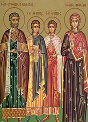 Sfantul Eustatie si sotia sa, Teopista, cu cei doi fii: Agapie si Teopist 