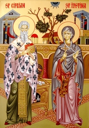 Sfintii Mucenici Ciprian si Iustina; Sfantul Cuvios Teofil